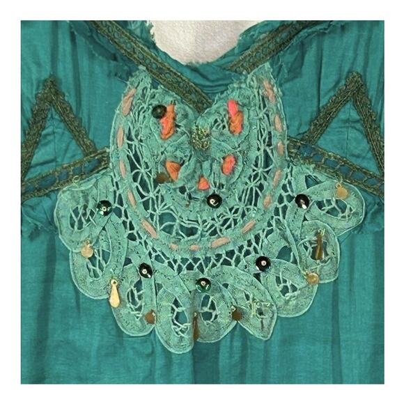 Urban Outfitters Lux Steampunk Victorian Green Ruffle Midi Dress Size 5 - Picture 14 of 16